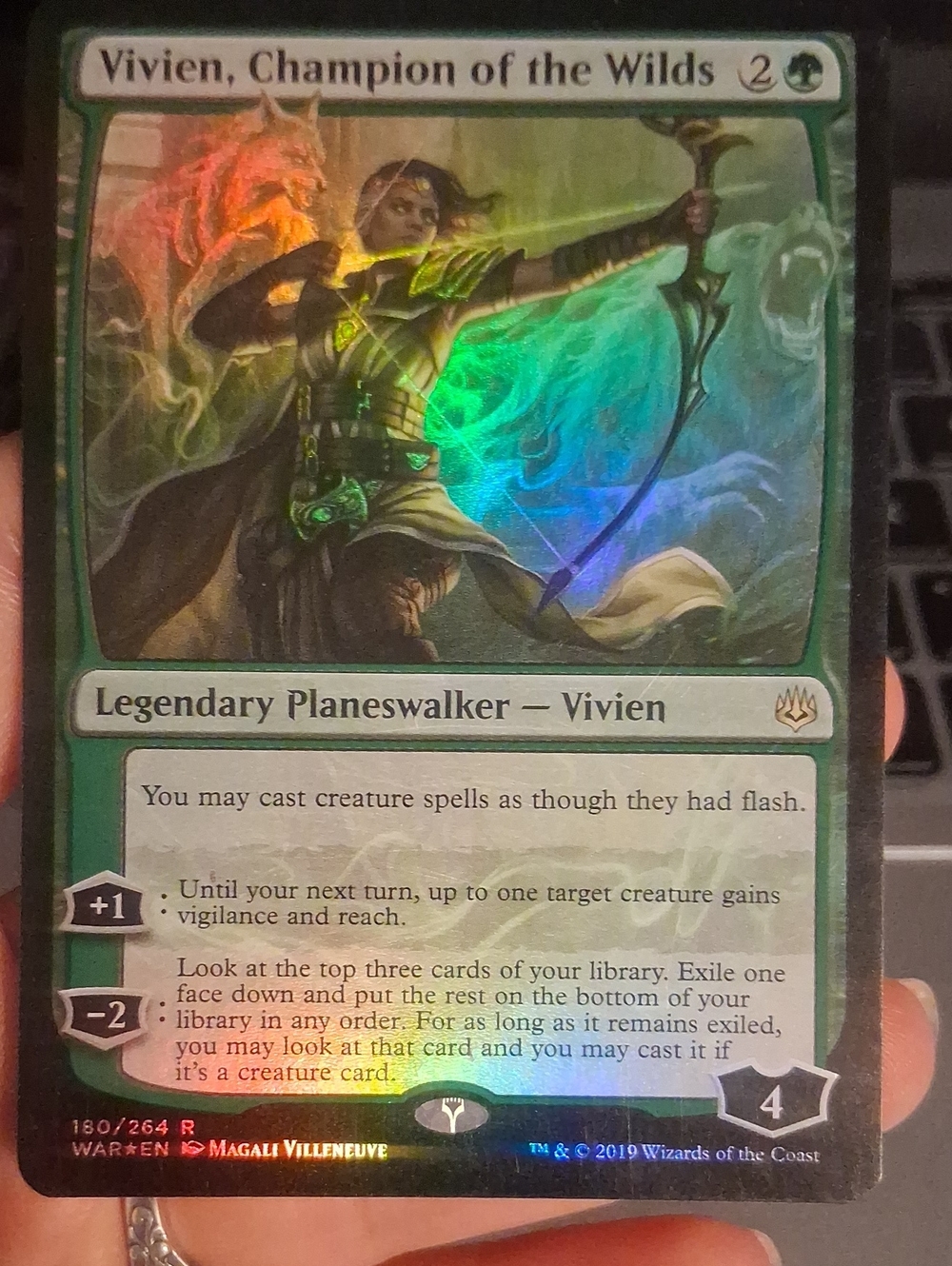 Vivien, Champion of the Wilds — Green Holographic Trading Card